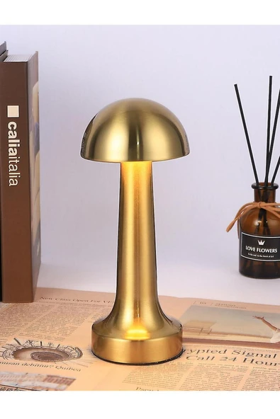 Ucuz Geldi Şarjlı Masa Lambası Dimmerli Dekoratif Abajur Cata Lizbon Gold Dokunmatik Sunum Lambası 3 Renk Modu