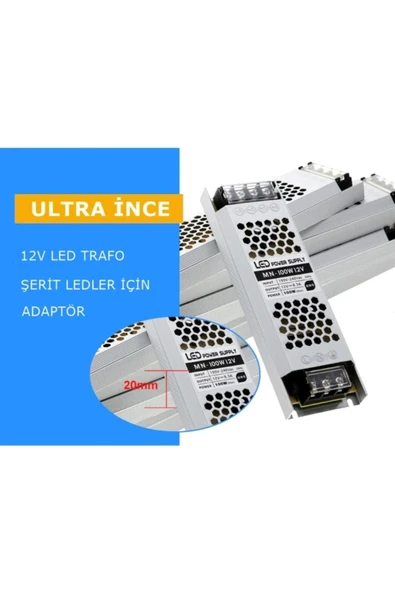 Coral Light Ultra Slim Sessiz Şerit Led Trafosu Metal Kasa 12v 12,5 Amper Led Trafo Adaptör - Resim 4