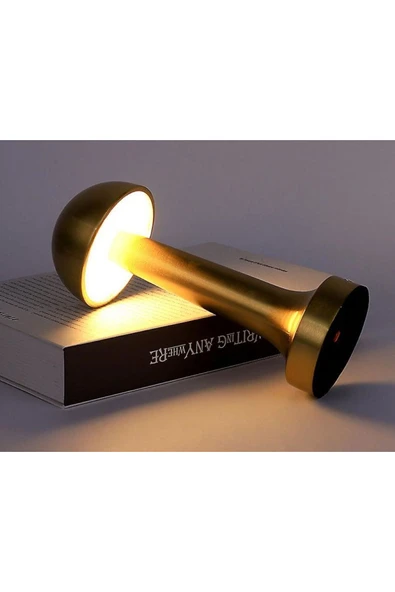 Ucuz Geldi Şarjlı Masa Lambası Dimmerli Dekoratif Abajur Cata Lizbon Gold Dokunmatik Sunum Lambası 3 Renk Modu - 4