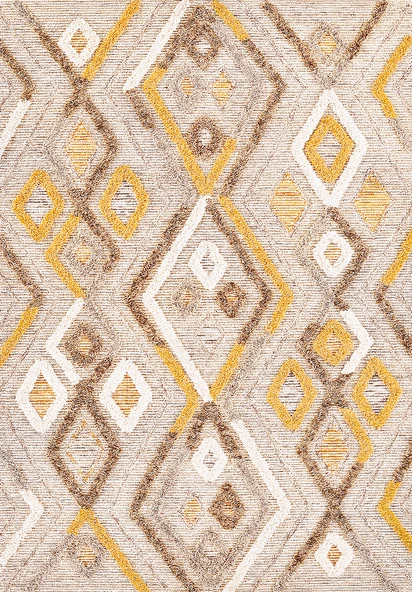 Makinede Yıkanabilir Leke Tutmaz  Hardal Dot Keçe Kaymaz Taban Etnik Salon Saçaksız Halı A277  KREM KAHVERENGİ 200 x 300 - Resim 2