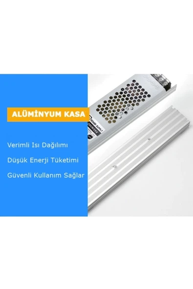Coral Light Ultra Slim Sessiz Şerit Led Trafosu Metal Kasa 12v 12,5 Amper Led Trafo Adaptör - Resim 6