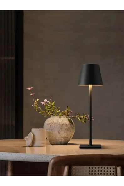 Ucuz Geldi Şarjlı Masa Lambası Dimmerli Dekoratif Abajur Cata İstanbul Siyah Dokunmatik Yemek Masası Lambası ürün görseli 1