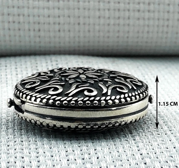 Yuvarlak 925 Ayar Cevşen Muska Kabı Kolye - Resim 4