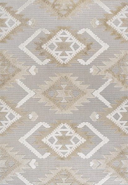 Makinede Yıkanabilir Leke Tutmaz  Vizon Deko Deri Kaymaz Taban Etnik Salon Saçaksız Halı A290  VİZON 120 x 180 - 2