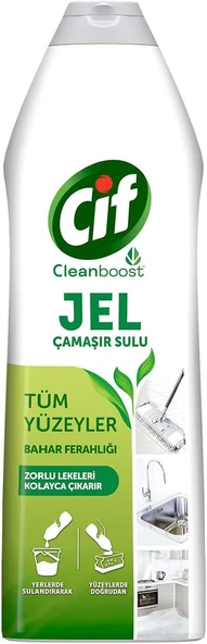Cif Jel Yüzey Temizleyici Cleanboost Tüm Yüzeyler için Leke Çıkarıcı Çamaşır Sulu Bahar Ferahlığı 750 ml - 2