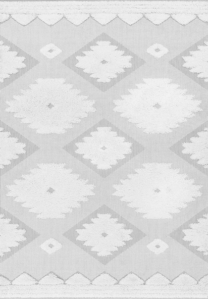 Makinede Yıkanabilir Leke Tutmaz  Açık Gri Deko Deri Kaymaz Taban Etnik Desen Salon Saçaksız Halı A287  AÇIK GRİ 100 x 300 - Resim 2