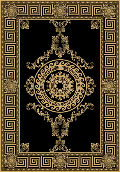 Makinede Yıkanabilir Leke Tutmaz  Gold Dot Keçe Kaymaz Taban Göbekli Salon Saçaksız Halı B1192  80 x 200 GOLD - 2