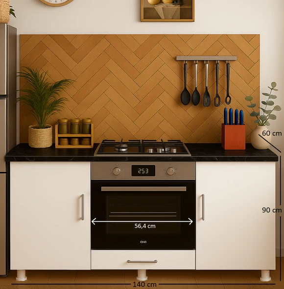 UMGMOBİLYA 140LIK MERMER-BEYAZ ANKASTRE FIRIN OCAK DOLABI, KAHVE KÖŞESİ, ÇOK AMAÇLI MUTFAK DOLABI - 2