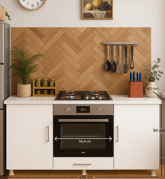 UMGMOBİLYA 140LIK BEYAZ ANKASTRE FIRIN OCAK DOLABI, KAHVE KÖŞESİ, ÇOK AMAÇLI MUTFAK DOLABI - 2