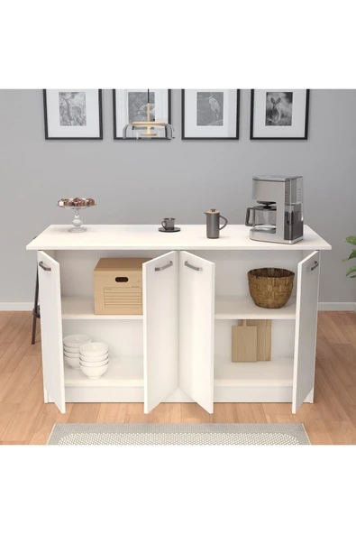 UMGMOBİLYA Patentli 160lık Benzila Beyaz Mutfak Adası, Ada Mutfak, Çok Amaçlı Mutfak Dolabı, Mutfak Masası - 4