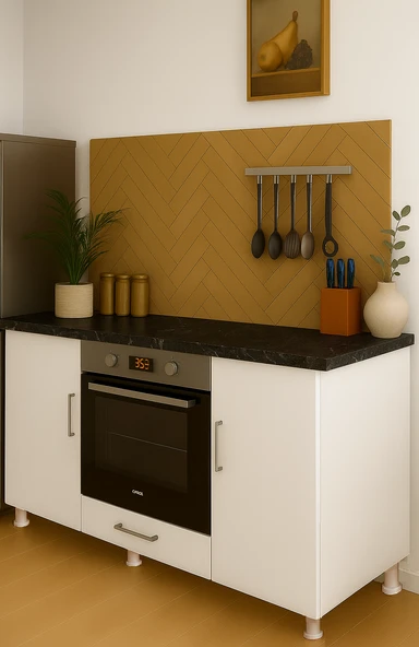 UMGMOBİLYA 140LIK MERMER-BEYAZ ANKASTRE FIRIN OCAK DOLABI, KAHVE KÖŞESİ, ÇOK AMAÇLI MUTFAK DOLABI - 4