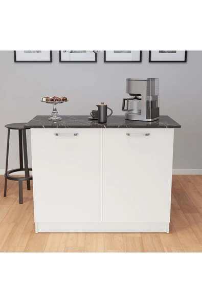 UMGMOBİLYA Patentli 120cm Lik Benzila Ada Mutfak, Mutfak Adası, Mutfak Tezgahı, Çok Amaçlı Dolap, Mutfak Masası - 3