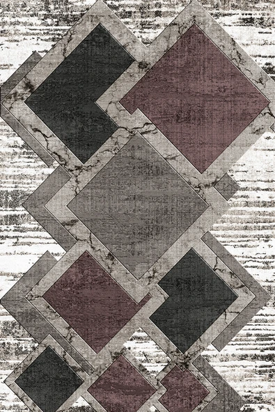 Makinede Yıkanabilir Leke Tutmaz  Multi Pvc Deri Kaymaz Taban Modern Salon Saçaksız Halı A76  ÇOKLU 100 x 400 - Resim 4