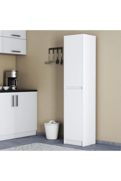 UMGMOBİLYA Patentli Astira Beyaz Kulpsuz Raflı Boy Dolabı, Mutfak Dolabı, Ayakkabılık, Kiler/Banyo Dolabı, Elbise Dolabı - 3