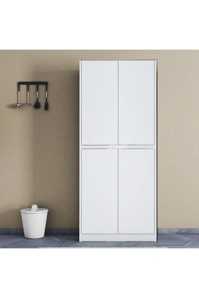 UMGMOBİLYA Patentli Santra Kulpsuz 4 Kapaklı, Çok Amaçlı Dolap, Mutfak, Elbise, Balkon, Kiler Dolabı, Dosya Dolabı