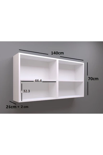 UMGMOBİLYA 140LIK ÜST DOLAPLI ANKASTRE DOLABI, MUTFAK DOLABI, ÇOK AMAÇLI DOLAP - 3