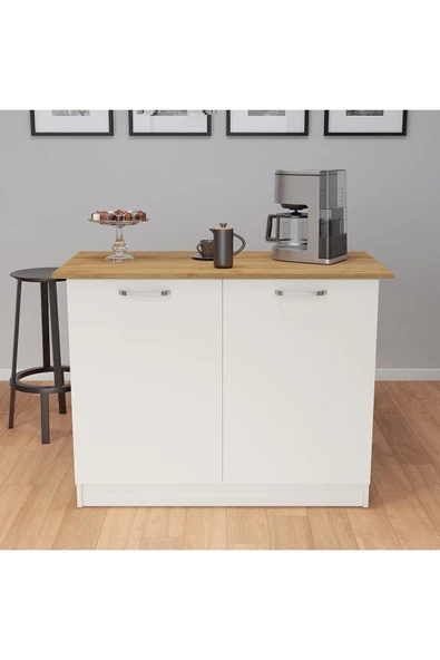 UMGMOBİLYA Patentli 120cm Lik Benzila Ada Mutfak, Mutfak Adası, Mutfak Tezgahı, Çok Amaçlı Dolap, Mutfak Masası - 3