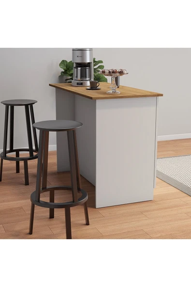 UMGMOBİLYA Patentli 120cm Lik Benzila Ada Mutfak, Mutfak Adası, Mutfak Tezgahı, Çok Amaçlı Dolap, Mutfak Masası - 2
