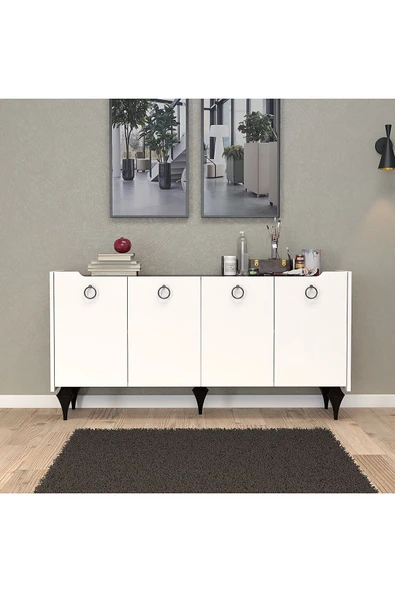 UMGMOBİLYA Titanyum (MERMER-BEYAZ) Modern Konsol, Çok Amaçlı Dolap, Dresuar, Mutfak Dolabı, Kiler Dolabı, TV Ünitesi - 5