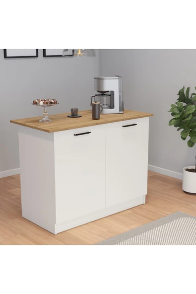 UMGMOBİLYA 120LİK MEŞE BENZİLA ADA MUTFAK SİYAH KULPLU, MUTFAK ADASI, KAHVE KÖŞESİ, ÇOK AMAÇLI DOLAP