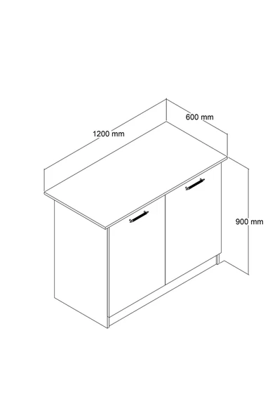 UMGMOBİLYA 120LİK BEYAZ BENZİLA ADA MUTFAK SİYAH KULPLU, MUTFAK ADASI, KAHVE KÖŞESİ, ÇOK AMAÇLI DOLAP - 5