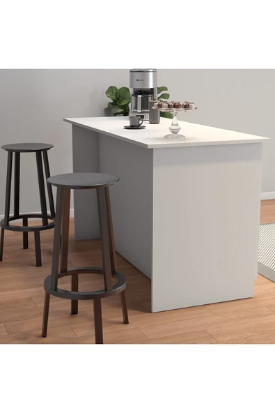 UMGMOBİLYA Patentli 160lık Benzila Beyaz Mutfak Adası, Ada Mutfak, Çok Amaçlı Mutfak Dolabı, Mutfak Masası - 2