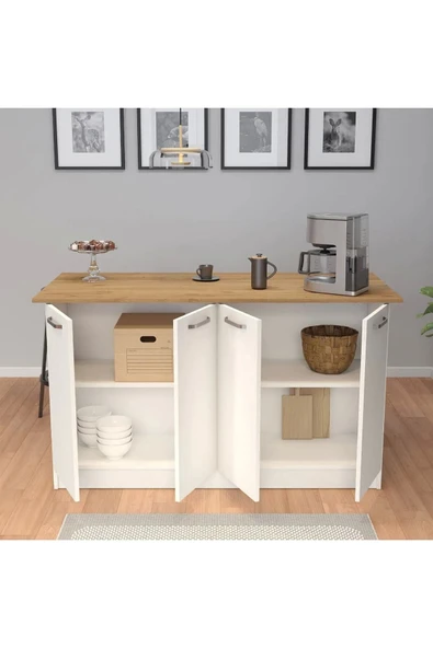 UMGMOBİLYA Patentli 160lık Benzila Meşe Mutfak Adası, Ada Mutfak, Çok Amaçlı Mutfak Dolabı, Mutfak Masası - 3