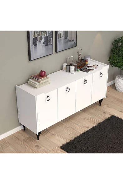 UMGMOBİLYA Titanyum(BEYAZ) Modern Konsol, Çok Amaçlı Dolap, Dresuar, Mutfak Dolabı, Kiler Dolabı, TV Ünitesi - 2