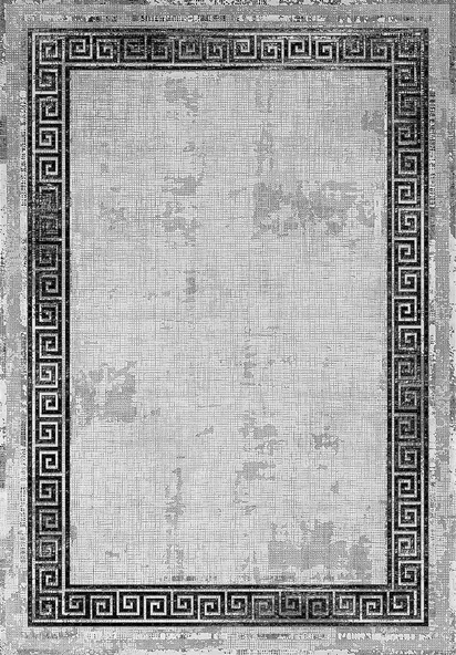 Makinede Yıkanabilir Leke Tutmaz  Gri Dot Keçe Kaymaz Taban Vintage Versace Salon Saçaksız Halı B1198  GRİ 120 x 180 - Resim 2