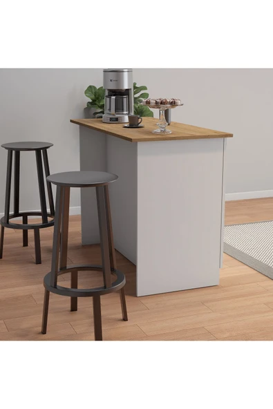 UMGMOBİLYA 120LİK MEŞE BENZİLA ADA MUTFAK SİYAH KULPLU, MUTFAK ADASI, KAHVE KÖŞESİ, ÇOK AMAÇLI DOLAP - 2