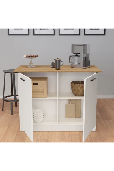 UMGMOBİLYA 120LİK MEŞE BENZİLA ADA MUTFAK SİYAH KULPLU, MUTFAK ADASI, KAHVE KÖŞESİ, ÇOK AMAÇLI DOLAP - 4