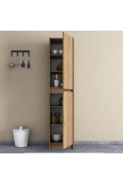 UMGMOBİLYA Patentli Astira Meşe Kulpsuz Boy Dolabı, Mutfak Dolabı, Ayakkabılık, Kiler/Banyo Dolabı, Elbise Dolabı - 3