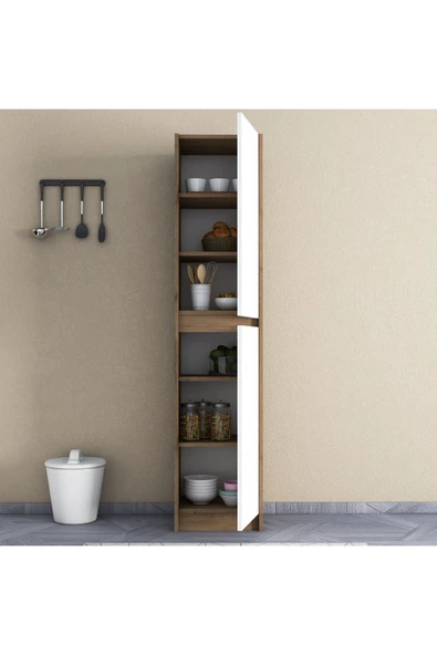 UMGMOBİLYA Patentli Astira Meşe Beyaz Kulpsuz Boy Dolabı, Mutfak Dolabı, Ayakkabılık, Kiler/Banyo Dolabı, Elbise Dolabı - 3