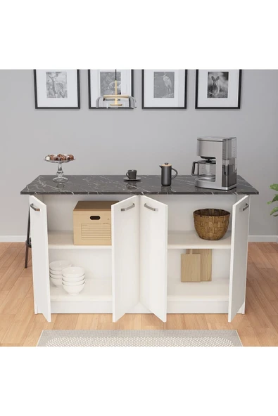 UMGMOBİLYA Patentli 160lık Benzila Bendir Mutfak Adası, Ada Mutfak, Çok Amaçlı Mutfak Dolabı, Mutfak Masası - 3