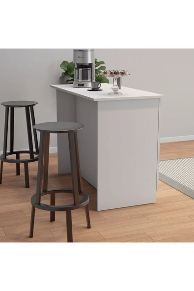 UMGMOBİLYA 120LİK BEYAZ BENZİLA ADA MUTFAK SİYAH KULPLU, MUTFAK ADASI, KAHVE KÖŞESİ, ÇOK AMAÇLI DOLAP - 4