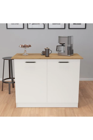 UMGMOBİLYA 120LİK MEŞE BENZİLA ADA MUTFAK SİYAH KULPLU, MUTFAK ADASI, KAHVE KÖŞESİ, ÇOK AMAÇLI DOLAP - 3