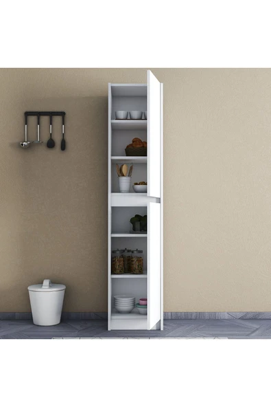 UMGMOBİLYA Patentli Astira Beyaz Kulpsuz Raflı Boy Dolabı, Mutfak Dolabı, Ayakkabılık, Kiler/Banyo Dolabı, Elbise Dolabı - 2