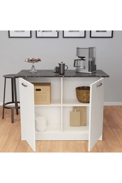 UMGMOBİLYA Patentli 120cm Lik Benzila Ada Mutfak, Mutfak Adası, Mutfak Tezgahı, Çok Amaçlı Dolap, Mutfak Masası - 4