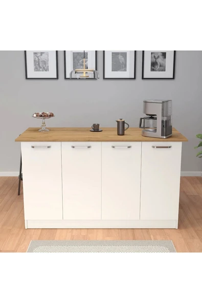 UMGMOBİLYA Patentli 160lık Benzila Meşe Mutfak Adası, Ada Mutfak, Çok Amaçlı Mutfak Dolabı, Mutfak Masası
