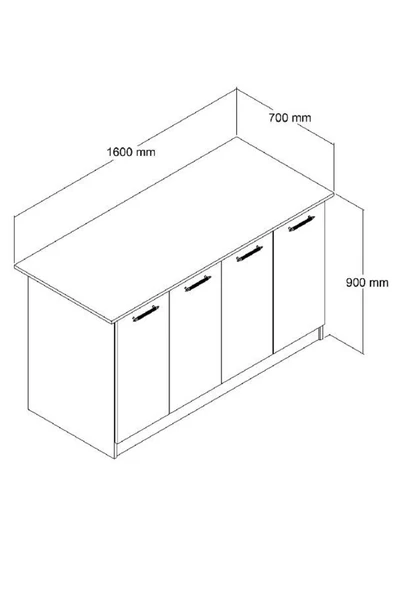 UMGMOBİLYA Patentli 160lık Benzila Mermer Desenli Beyaz Siyah Kulplu Ada Mutfak, Mutfak Dolabı, Çok Amaçlı Dolap - 5