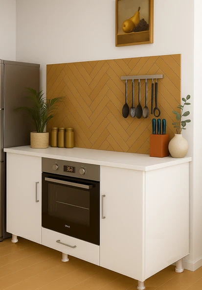 UMGMOBİLYA 140LIK BEYAZ ANKASTRE FIRIN OCAK DOLABI, KAHVE KÖŞESİ, ÇOK AMAÇLI MUTFAK DOLABI - 4