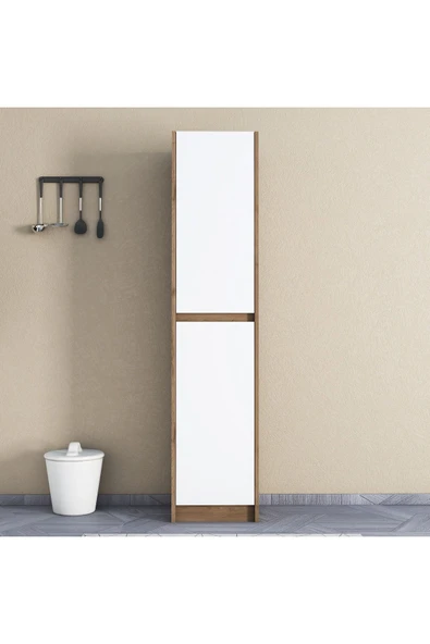 UMGMOBİLYA Patentli Astira Meşe Beyaz Kulpsuz Boy Dolabı, Mutfak Dolabı, Ayakkabılık, Kiler/Banyo Dolabı, Elbise Dolabı - 2