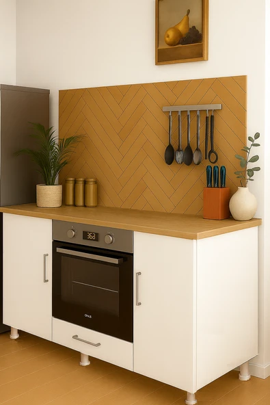 UMGMOBİLYA 140LIK MEŞE-BEYAZ ANKASTRE FIRIN OCAK DOLABI, KAHVE KÖŞESİ, ÇOK AMAÇLI MUTFAK DOLABI - 4