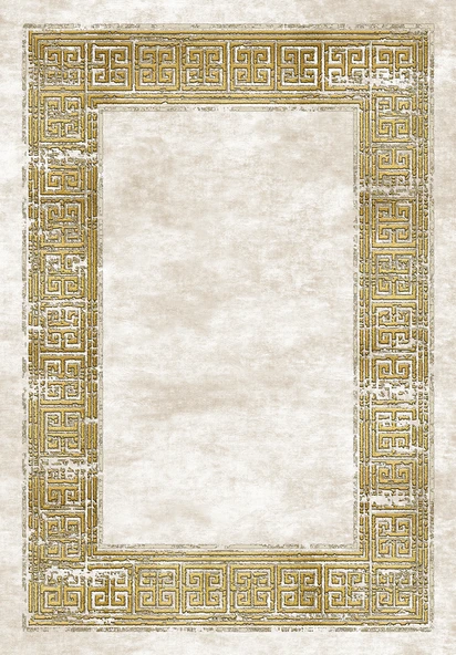 Makinede Yıkanabilir Leke Tutmaz  Bej Dot Keçe Kaymaz Taban Çerçeve Salon Saçaksız Halı B1250  BEJ 160 x 230 - Resim 2