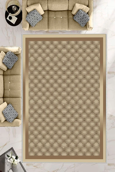 Makinede Yıkanabilir Leke Tutmaz  Gold Dot Keçe Kaymaz Taban Modern Salon Saçaksız Halı B1289  GOLD 80 x 300