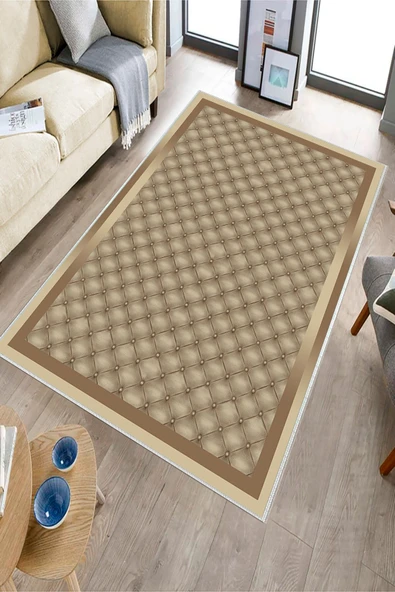 Makinede Yıkanabilir Leke Tutmaz  Gold Dot Keçe Kaymaz Taban Modern Salon Saçaksız Halı B1289  GOLD 100 x 300 - 3
