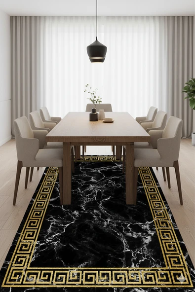 Kaymaz Taban Siyah Pvc Deri Yolluk Saçaksız 462-01   ÇOKLU 80 x 150 - 5