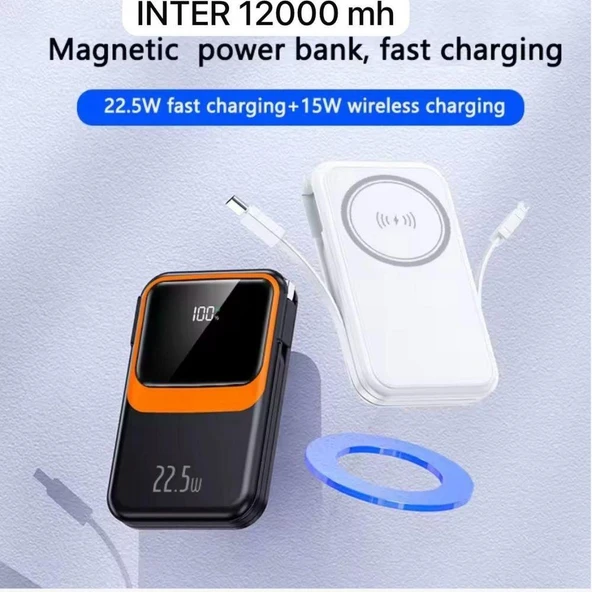 12000 Mah 22.5 W Hızlı Şarjlı 15 W kablosuz Manyetik Powerbank - 2