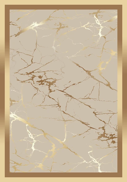 Makinede Yıkanabilir Leke Tutmaz  Gold-Vizon Dot Keçe Kaymaz Taban Çerçeve Salon Saçaksız Halı B1286  GOLD-VİZON 100 x 200 - 2