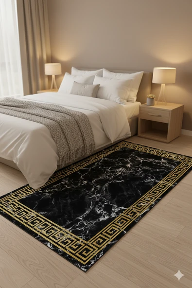 Kaymaz Taban Siyah Pvc Deri Yolluk Saçaksız 462-01   ÇOKLU 100 x 200 - 4